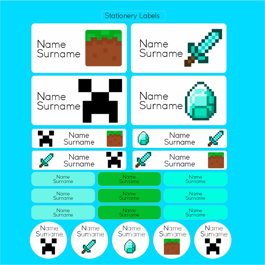Pixel Games Stationery Labels