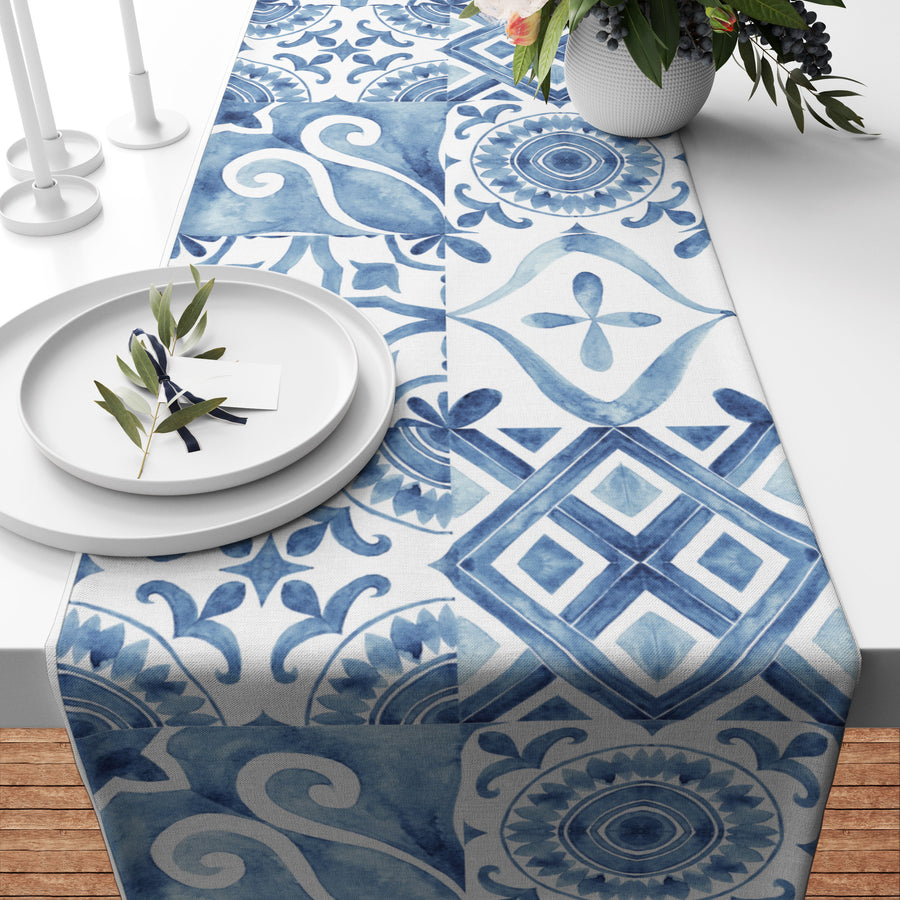Portuguese Ornamental Azulejo Ceramic Pattern Runner