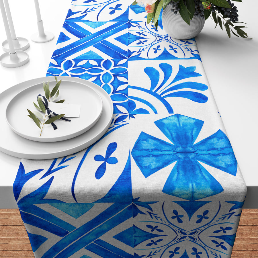 Portuguese Azulejo Pattern Runner