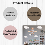 Teddybear Plane Wall Stickers