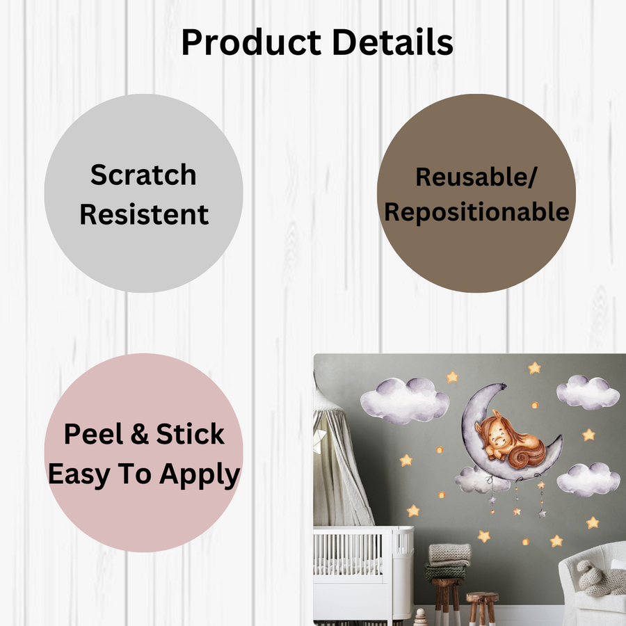 Sleeping Horse On Moon Wall Stickers