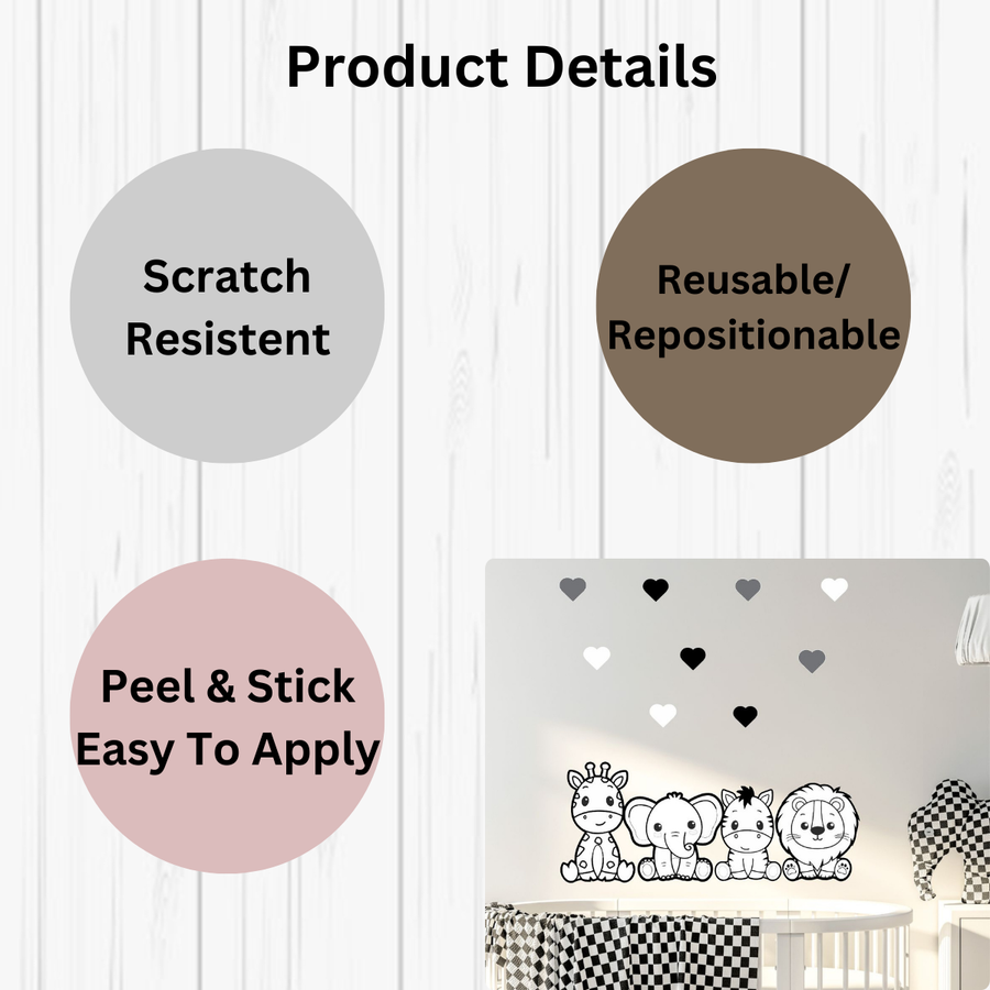 Black and White Animals Wall Stickers