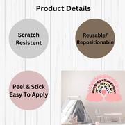 Pink Leopard Print Rainbow Wall Stickers