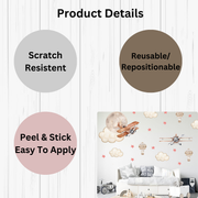 Vinatge Aeroplanes & Clouds Wall Stickers