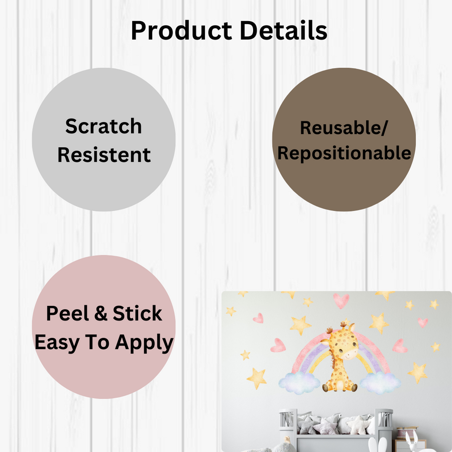 Cute Giraffe Rainbow Wall Sticker