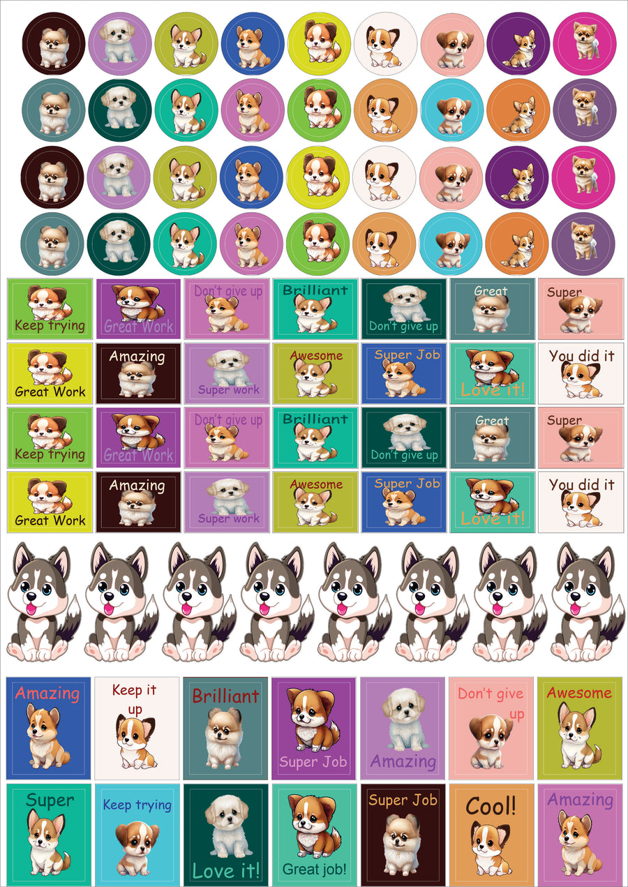 Puppy Teacher Stickers - English