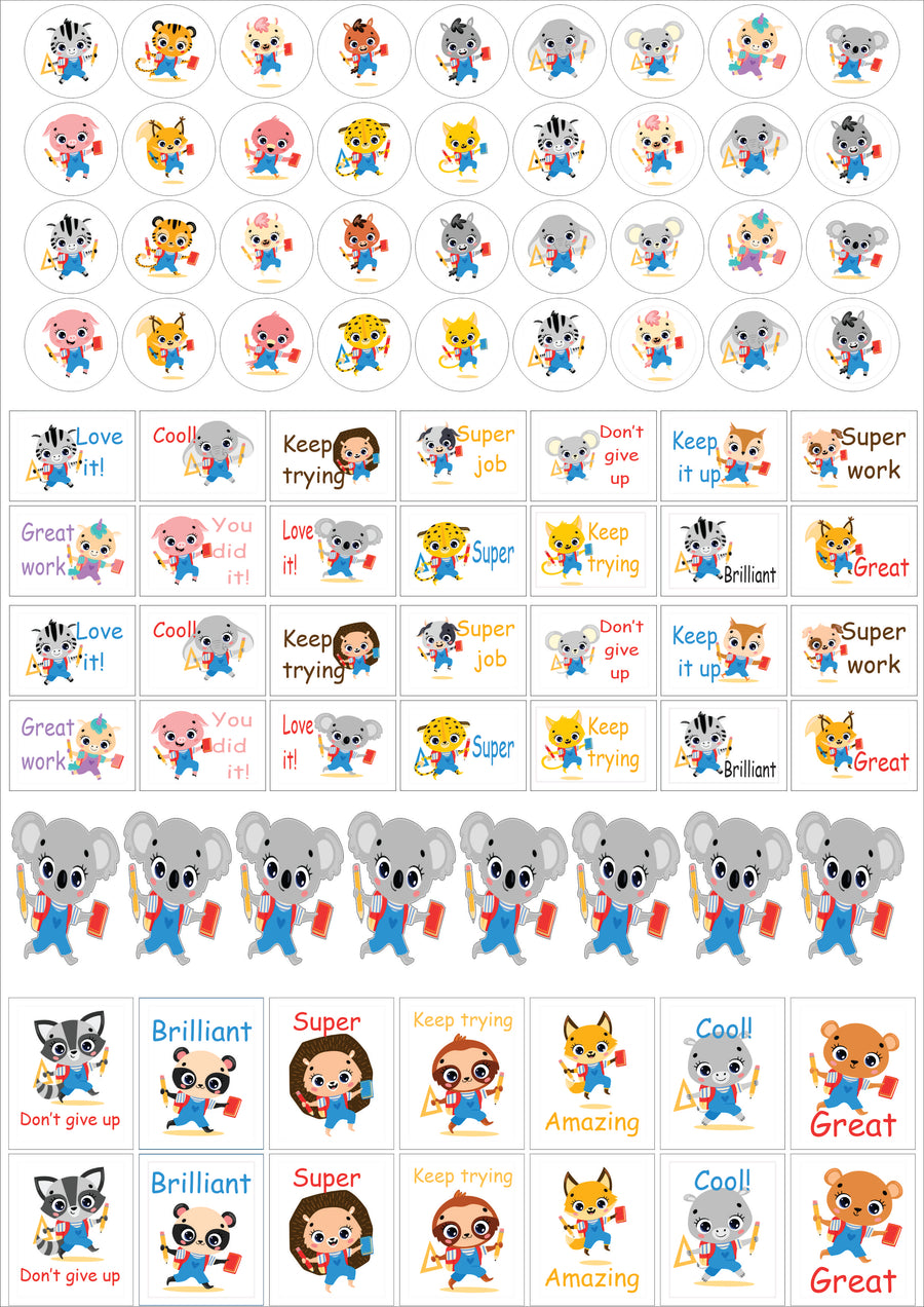 School Animals Teacher Stickers - English