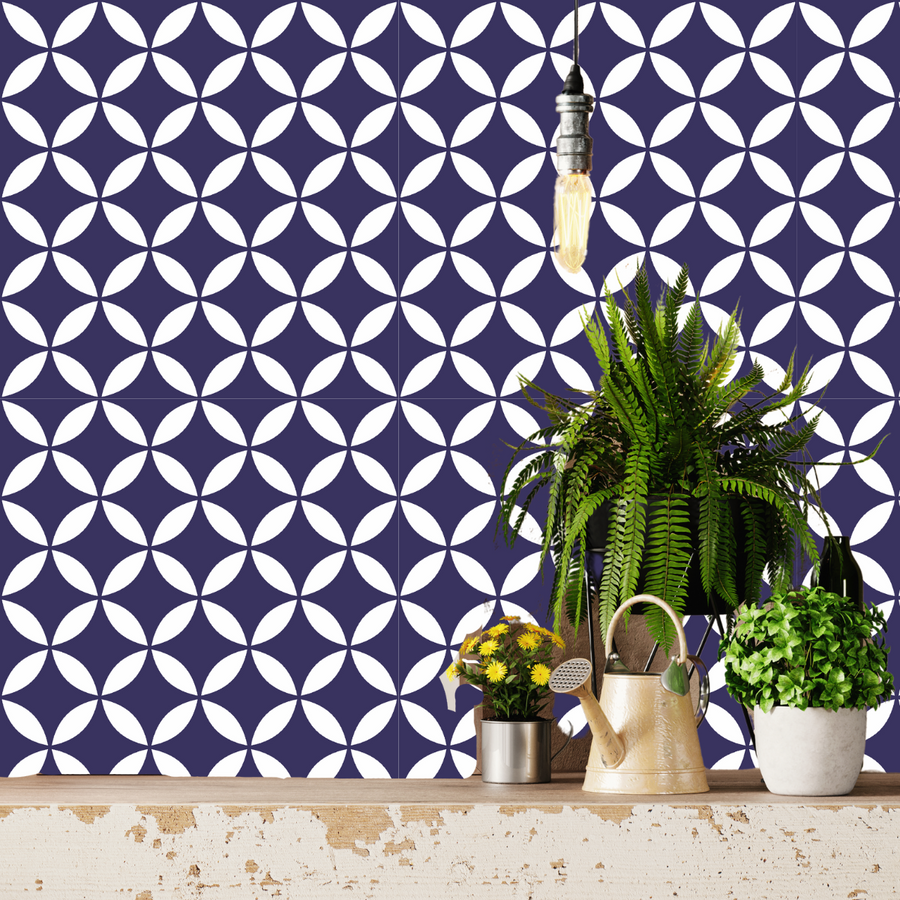 Dark Blue Simplistic Black Tile Stickers