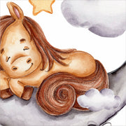 Sleeping Horse On Moon Wall Stickers