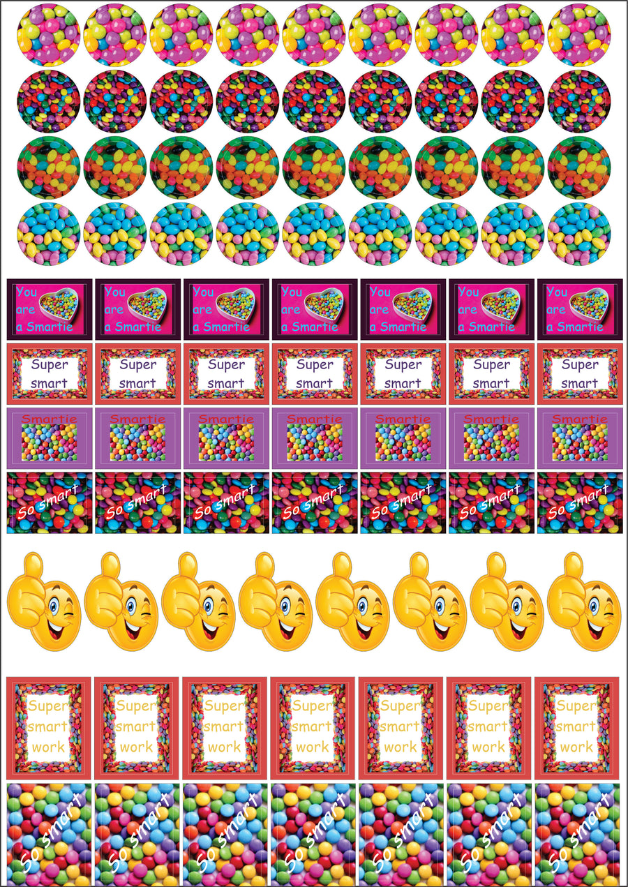 Smartie Teacher Stickers - English
