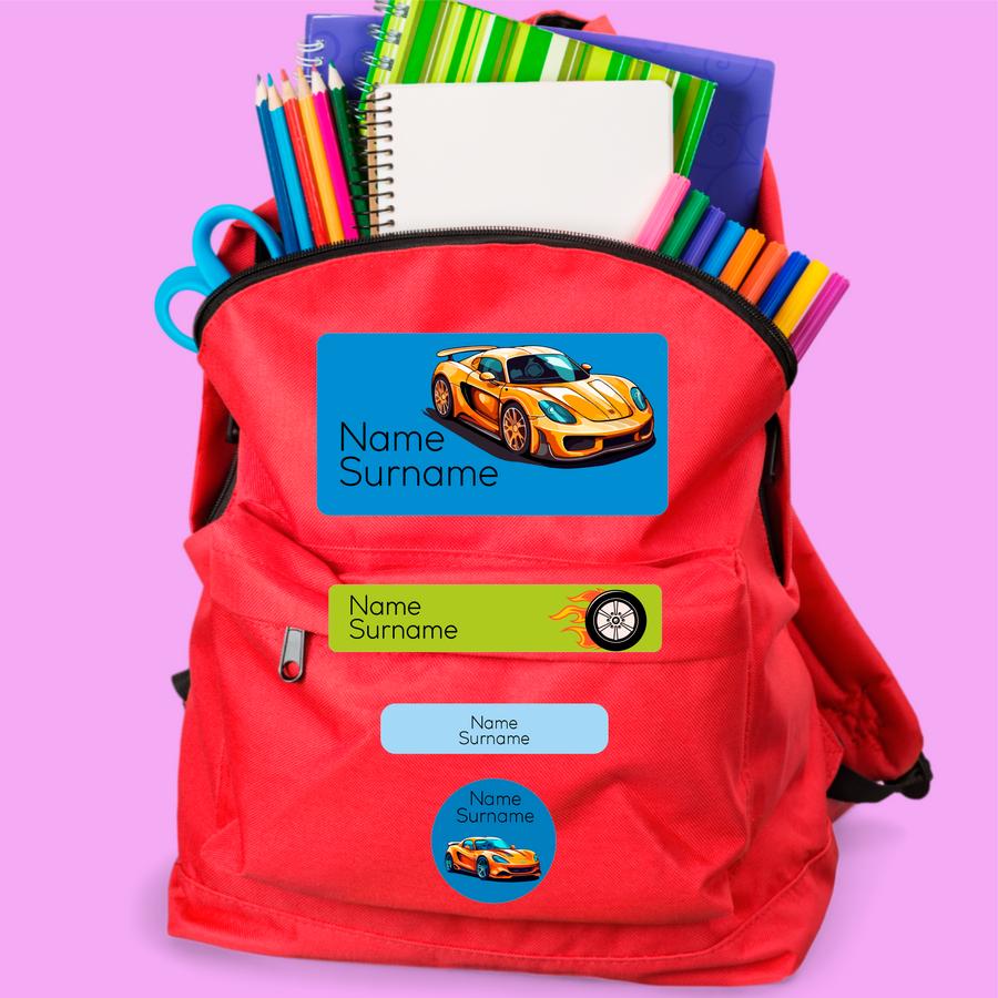 Super Cars Stationery Labels