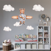 Teddybear Plane Wall Stickers