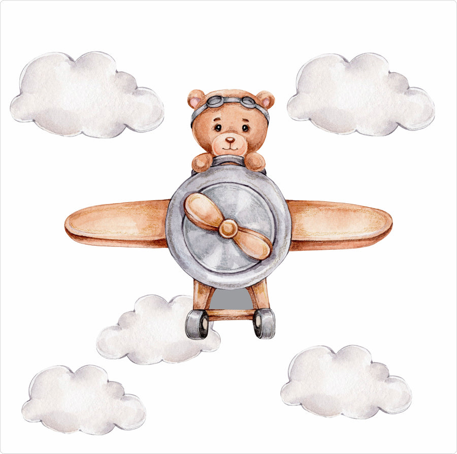 Teddybear Plane Wall Stickers