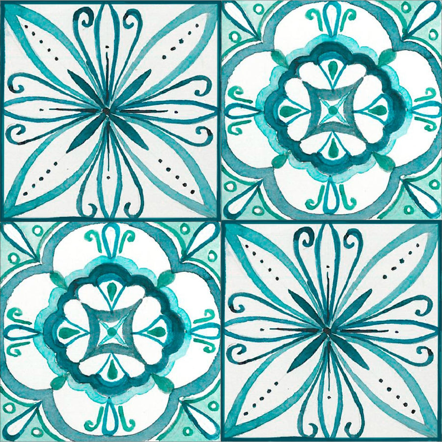 Turquoise Tile Wall Stickers