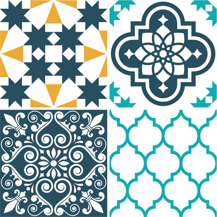 Green and Yellow Tile Wall Stickers