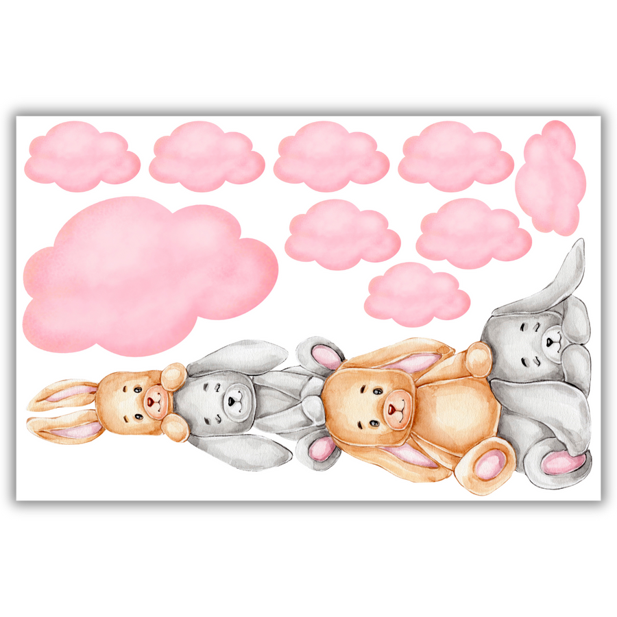 Bunny and Clouds Wall Stickers