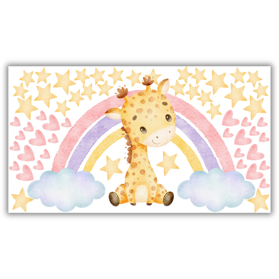 Cute Giraffe Rainbow Wall Sticker