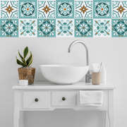 Turquoise and Orange  Tile Wall Stickers