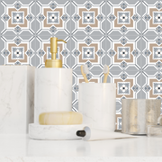 Gold and Grey Tile Wall Stickers