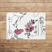 Pink Floral Line Face Placemats