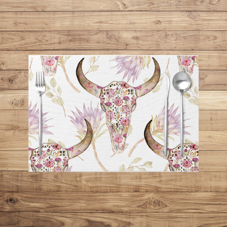 Peonies & Protea Skull Placemats