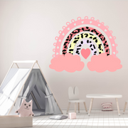 Pink Leopard Print Rainbow Wall Stickers