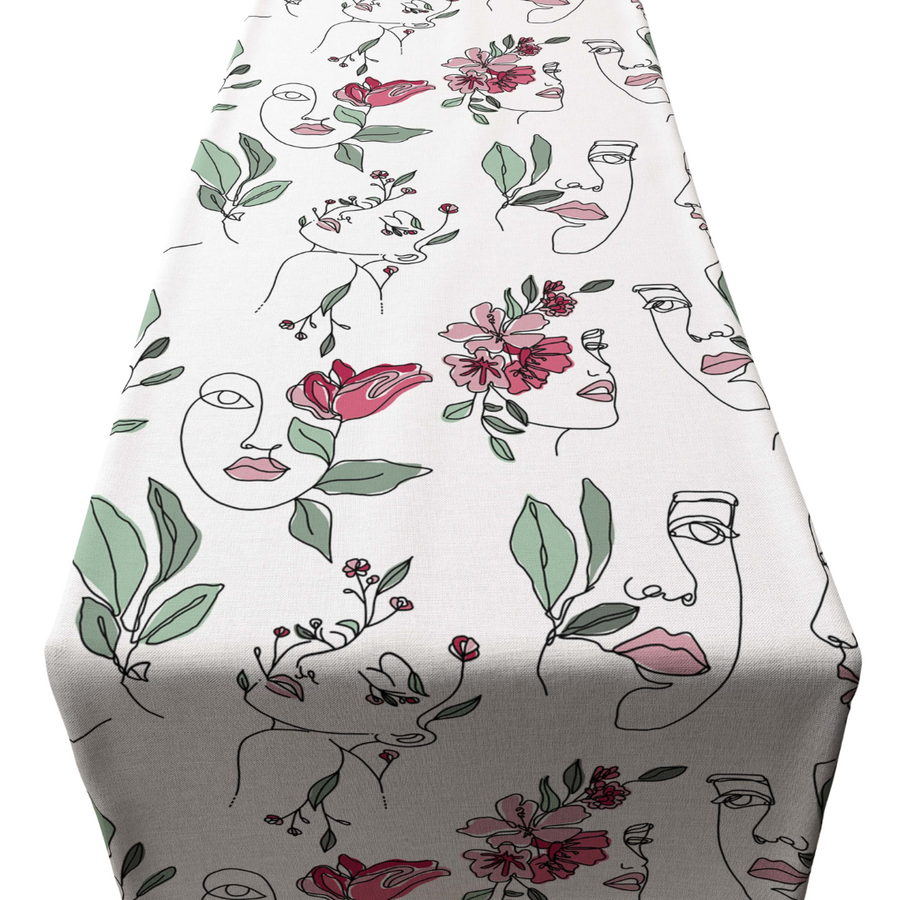 Pink Floral Line Face Runner
