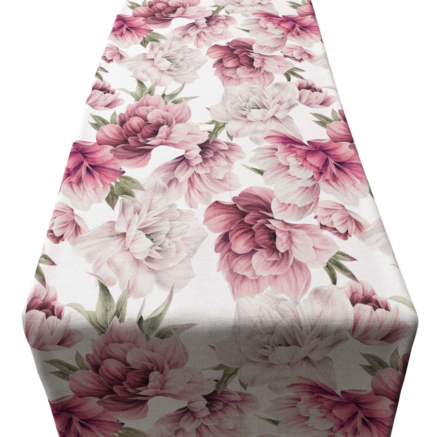 Bright Pink Peonies Runner