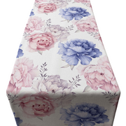 Pink and Blue Peonies Runner