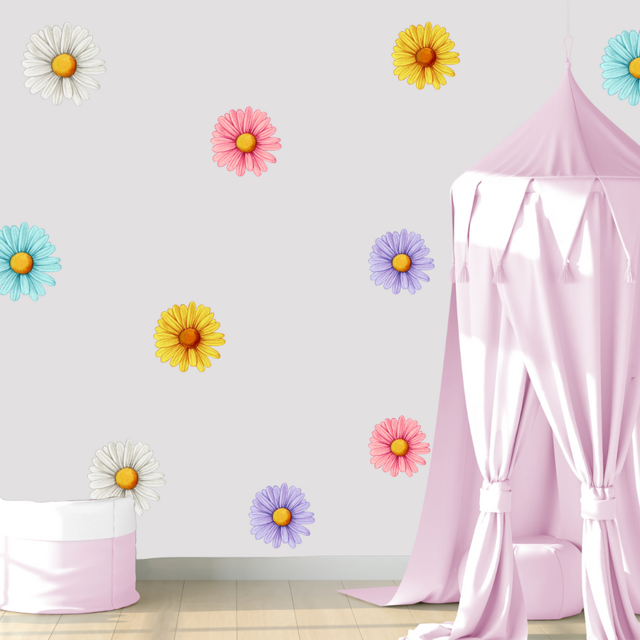 Watercolour Daisies Wall Stickers