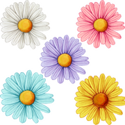 Watercolour Daisies Wall Stickers
