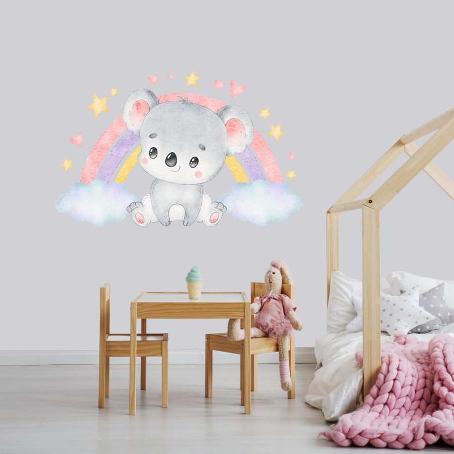 Cute Koala Bear Rainbow Wall Sticker