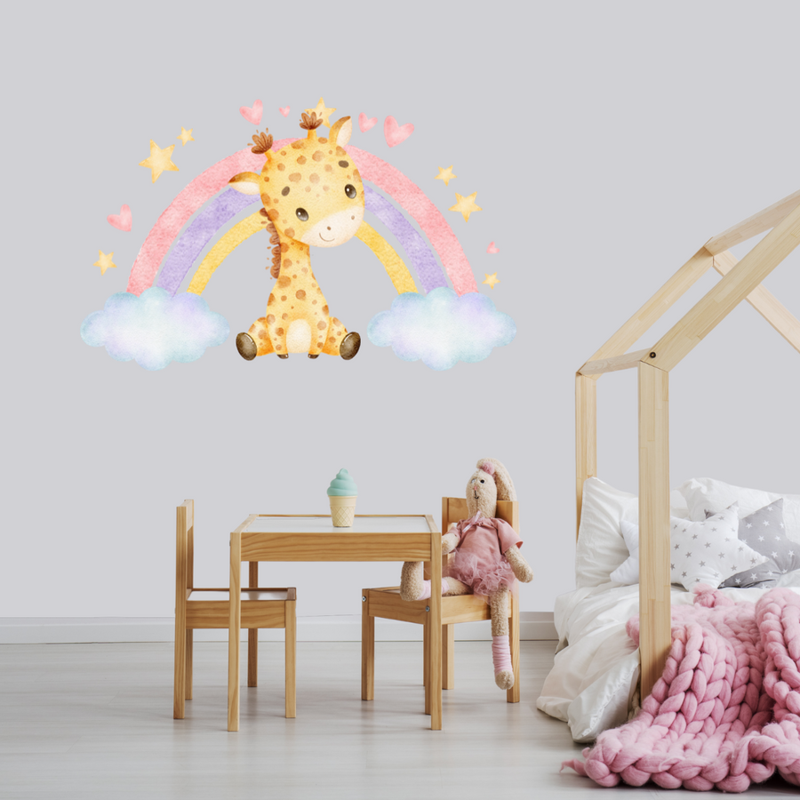 Cute Giraffe Rainbow Wall Sticker