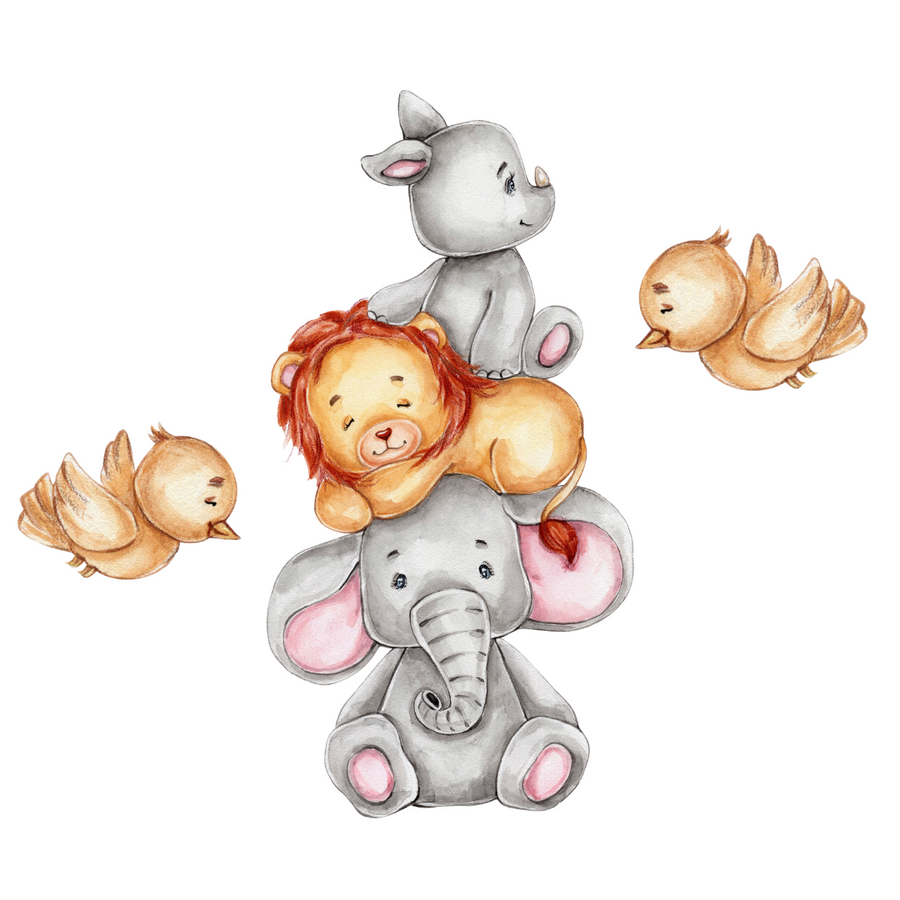 Cute Animal Stack Kid Wall Stickers
