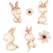 Cute Spring Bunny Wall Stickers