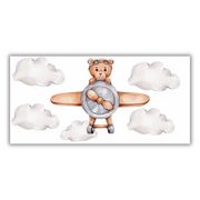 Teddybear Plane Wall Stickers