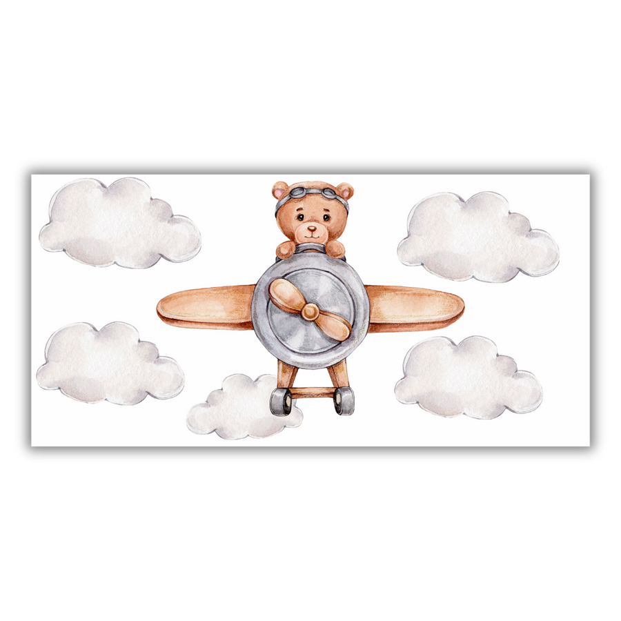 Teddybear Plane Wall Stickers
