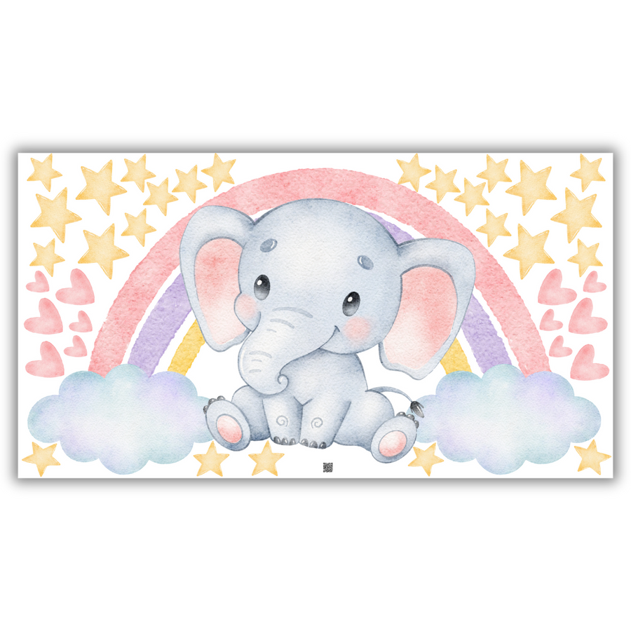 Cute Elephant Rainbow Wall Sticker