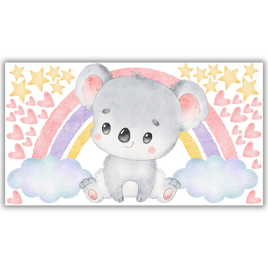 Cute Koala Bear Rainbow Wall Sticker