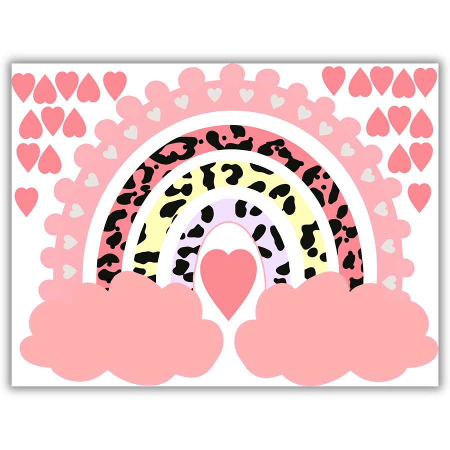 Pink Leopard Print Rainbow Wall Stickers