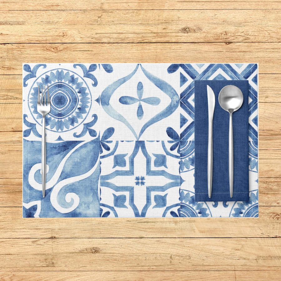 Portuguese Ornamental Azulejo Ceramic Placemats