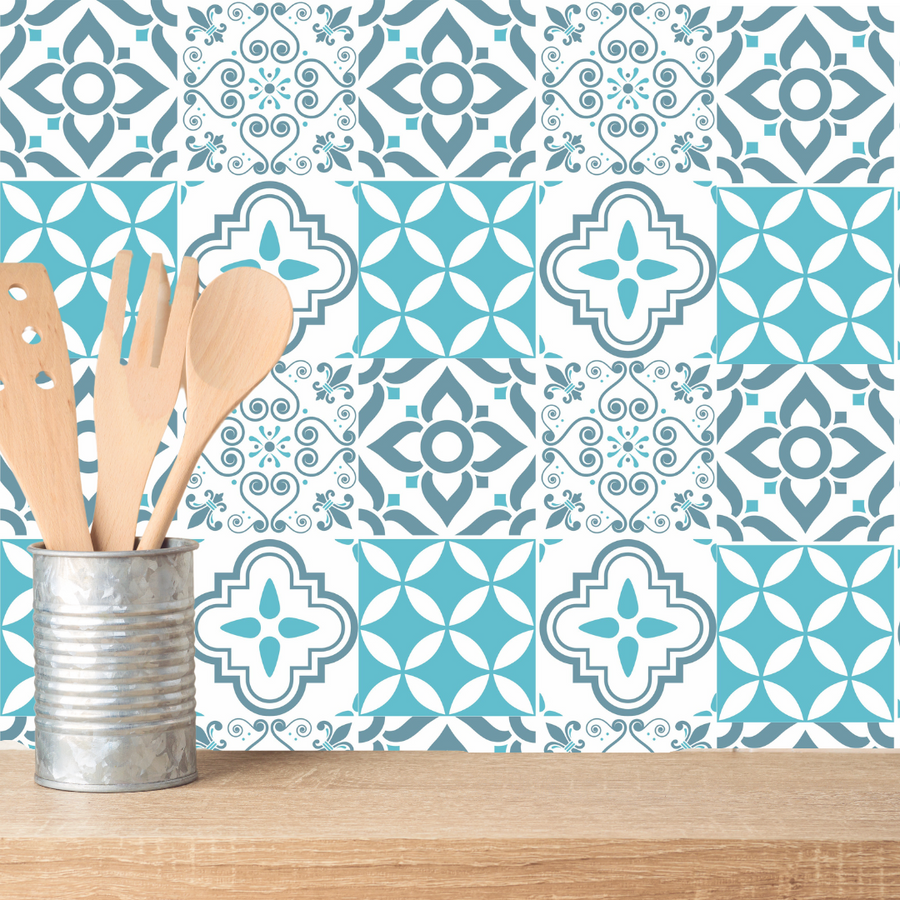 Blue Tile Wall Stickers