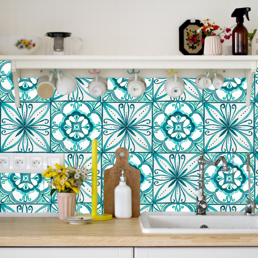Turquoise Tile Wall Stickers