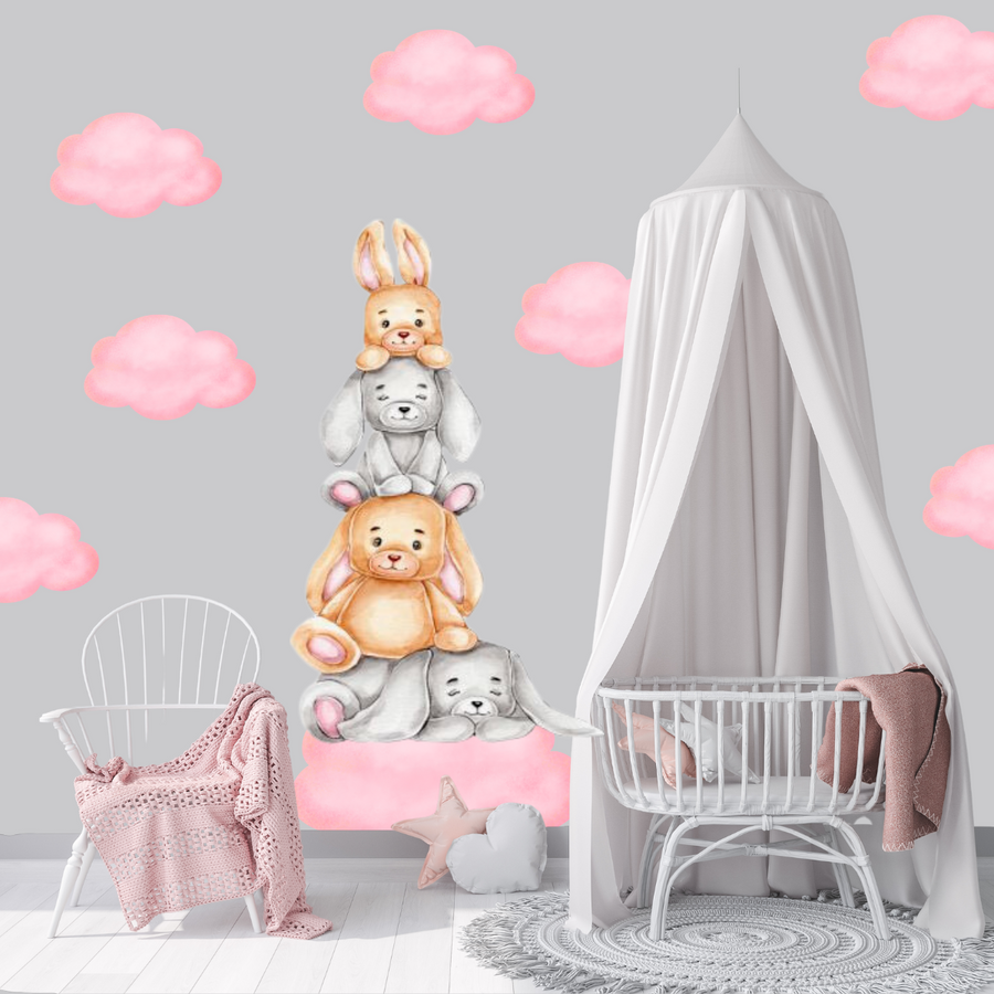 Bunny and Clouds Wall Stickers