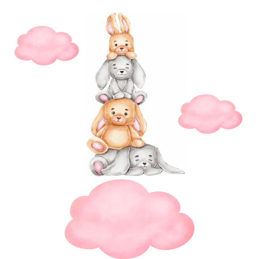 Bunny and Clouds Wall Stickers