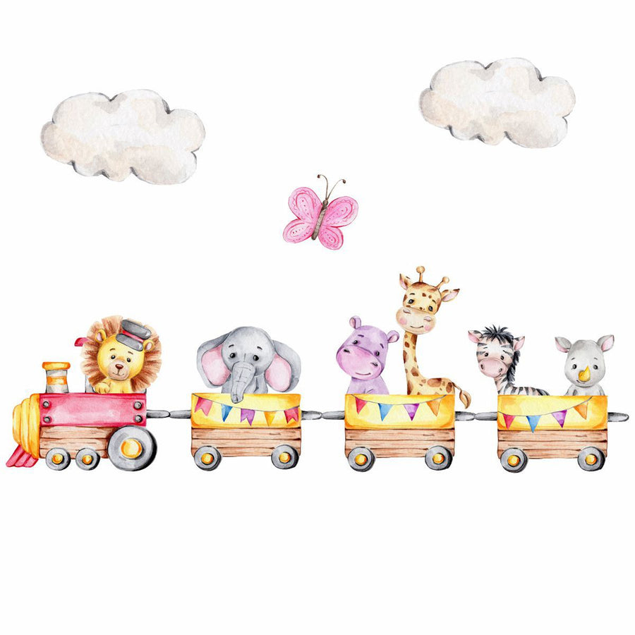Cute Animal Train Wall Stickers