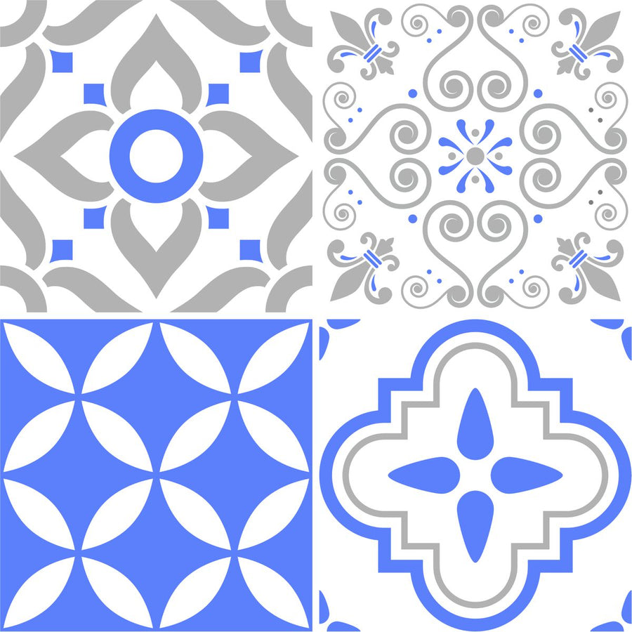 Blue and Grey Tile Stickers