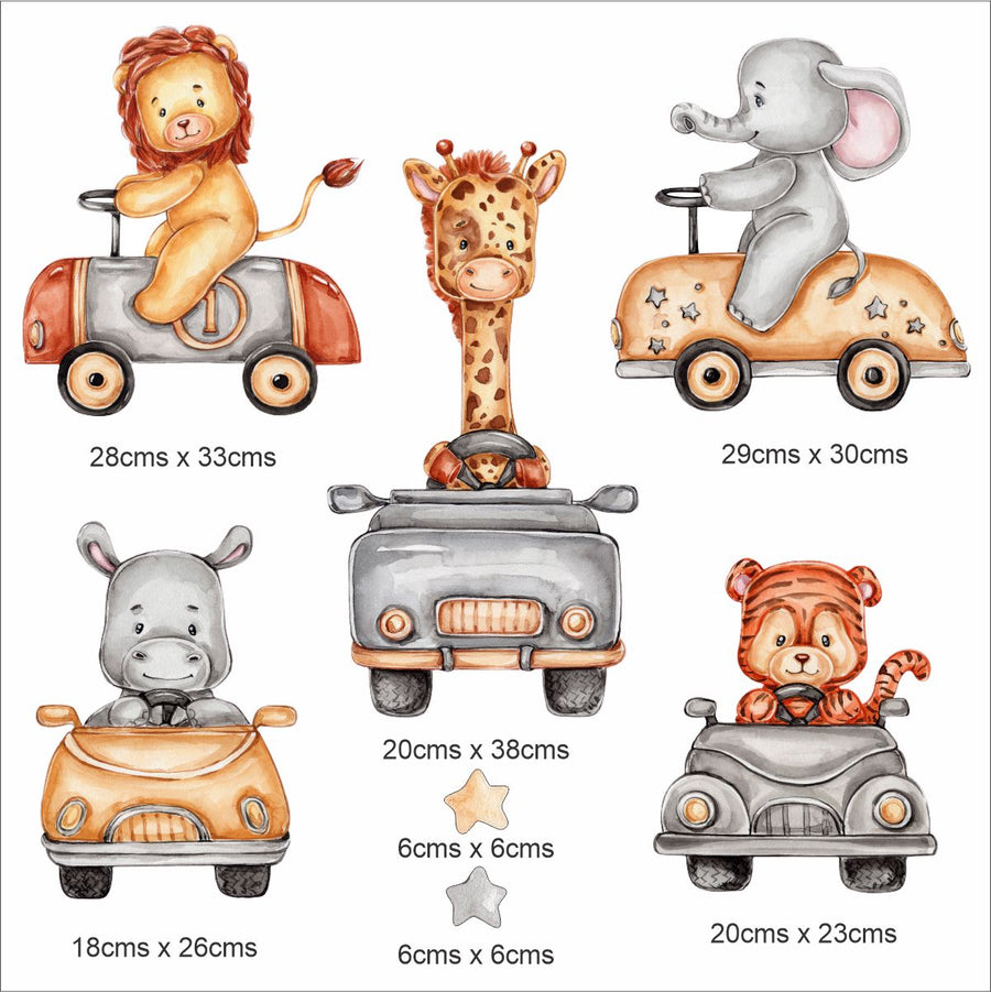 Animals in Cars Wall Stickers