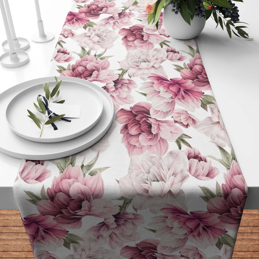 Bright Pink Peonies Runner