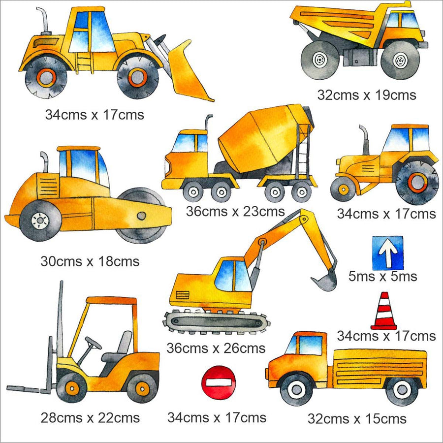 Construction Vehicles Wall Stickers